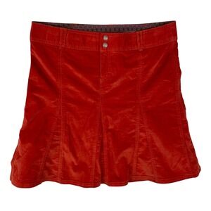 Athleta Red Corduroy A-Line Skirt Size 10 Pleated Pockets Sporty Casual